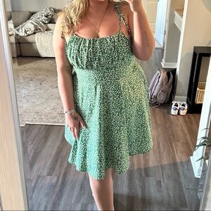 SHEIN Green Floral Mini Dress
